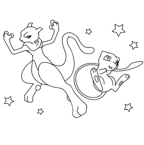 Pokemon Mewtu und Mew – Ausmalbilder und Bücher。